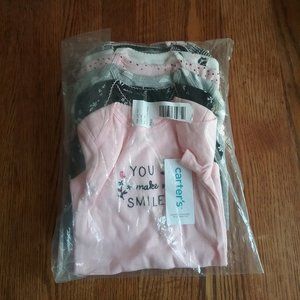 NWT Baby Onesies Gift Set of 7 Sz12 Month Prints Floral Polka Dot Stripes Hearts